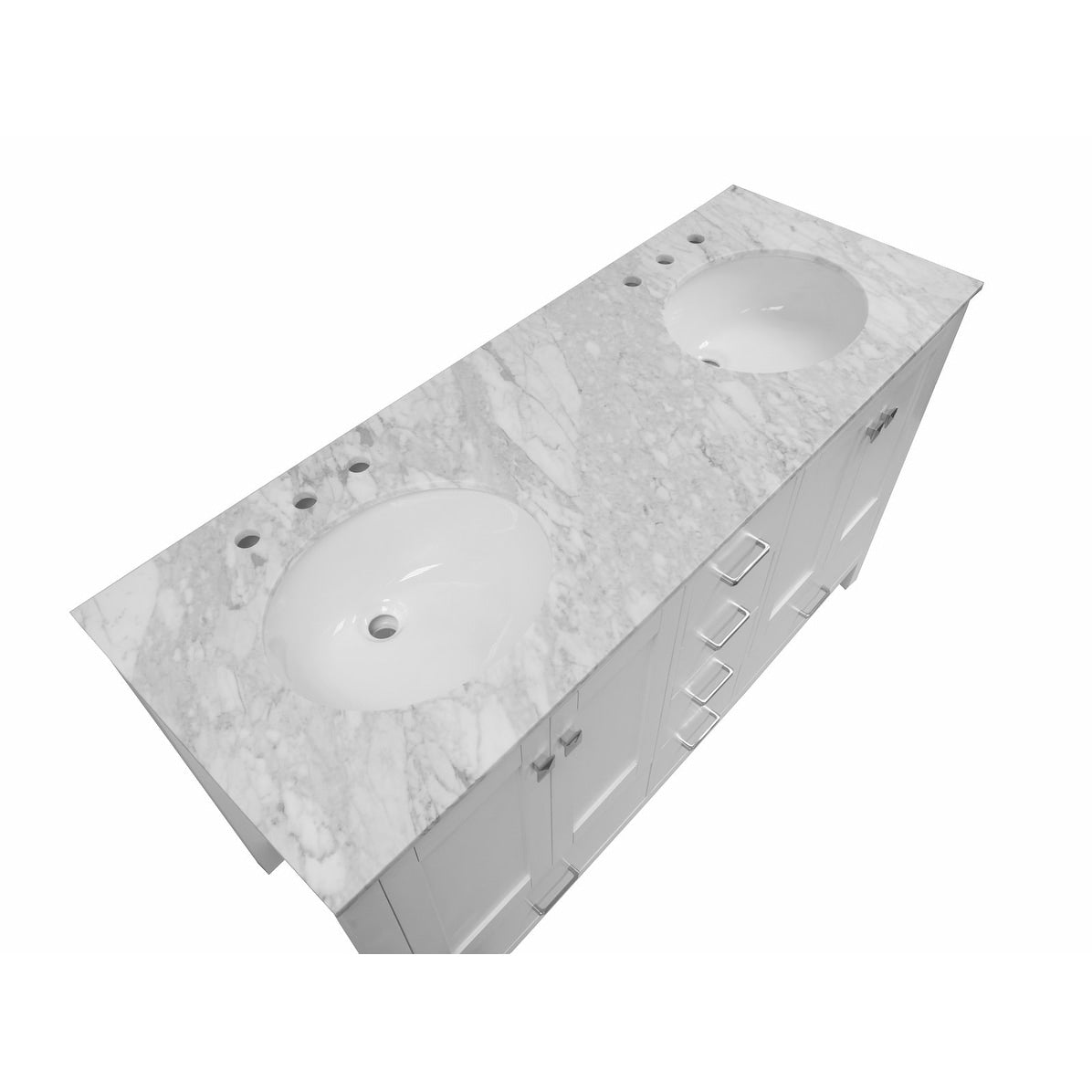 KitchenBathCollection Horizon 60" Double Bathroom Vanity with Carrara Marble Top