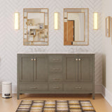 KitchenBathCollection Horizon 60" Double Bathroom Vanity with Carrara Marble Top