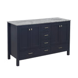 KitchenBathCollection Horizon 60" Double Bathroom Vanity with Carrara Marble Top