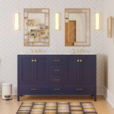 KitchenBathCollection Horizon 60" Double Bathroom Vanity with Carrara Marble Top