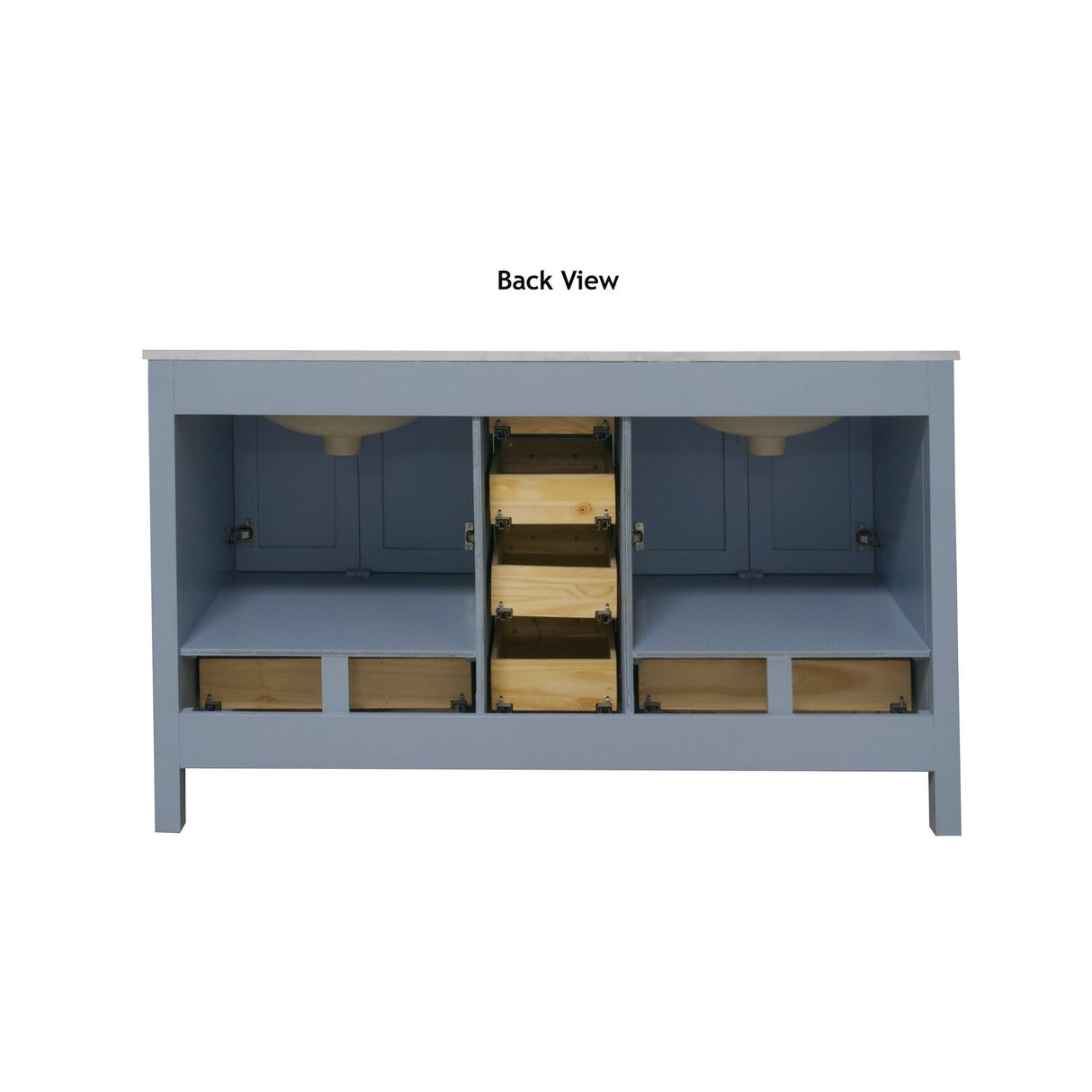 KitchenBathCollection Horizon 60" Double Bathroom Vanity with Carrara Marble Top