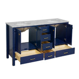 KitchenBathCollection Horizon 60" Double Bathroom Vanity with Carrara Marble Top