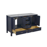 KitchenBathCollection Horizon 60" Double Bathroom Vanity with Carrara Marble Top
