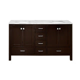 KitchenBathCollection Horizon 60" Double Bathroom Vanity with Carrara Marble Top