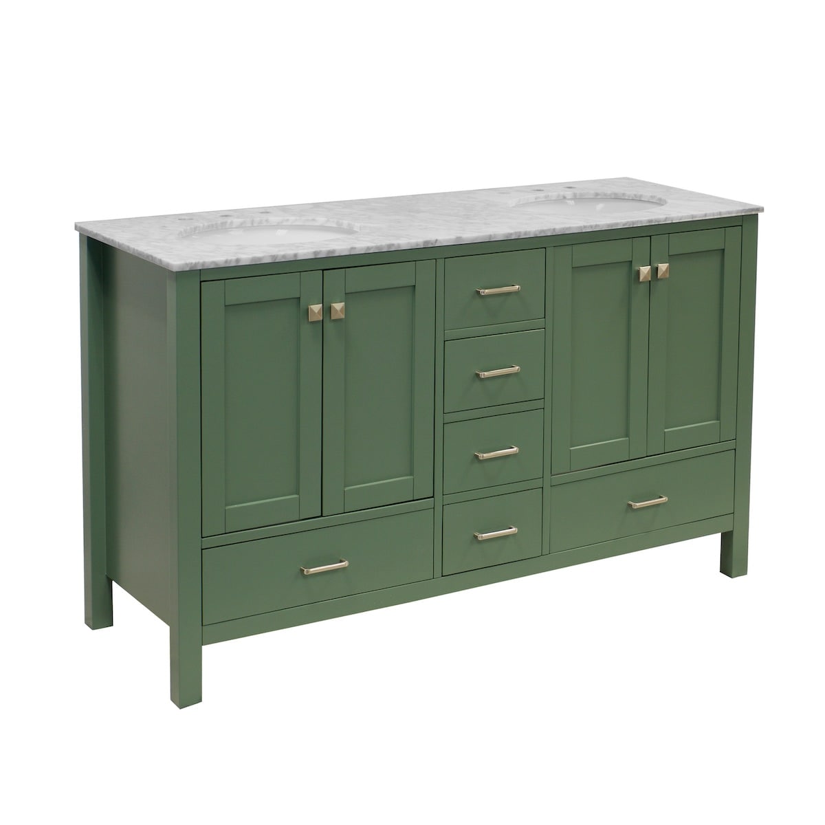 KitchenBathCollection Horizon 60" Double Bathroom Vanity with Carrara Marble Top