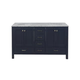 KitchenBathCollection Horizon 60" Double Bathroom Vanity with Carrara Marble Top