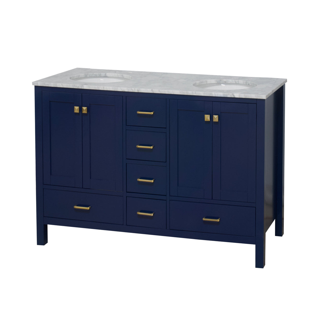 KitchenBathCollection Horizon 60" Double Bathroom Vanity with Carrara Marble Top