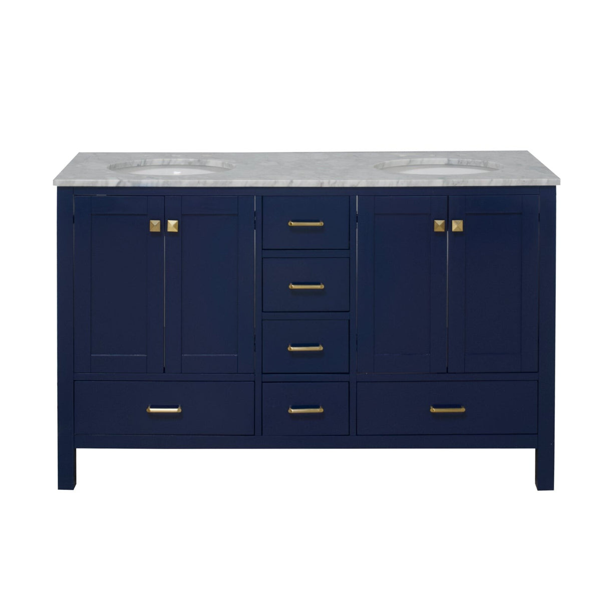 KitchenBathCollection Horizon 60" Double Bathroom Vanity with Carrara Marble Top