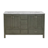 KitchenBathCollection Horizon 60" Double Bathroom Vanity with Carrara Marble Top