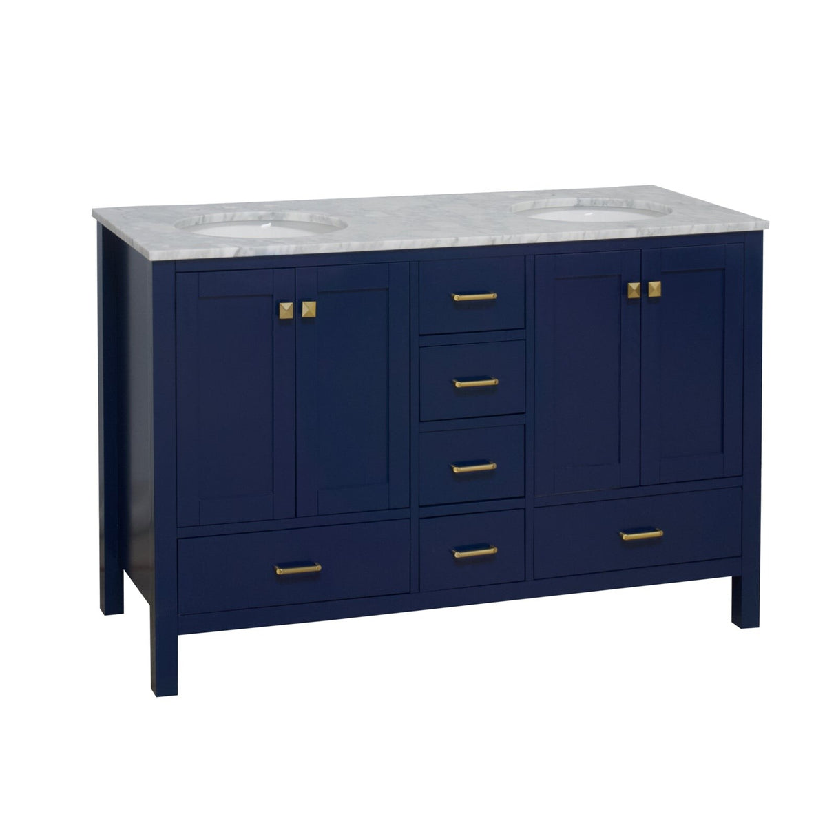 KitchenBathCollection Horizon 60" Double Bathroom Vanity with Carrara Marble Top