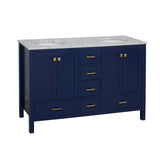 KitchenBathCollection Horizon 60" Double Bathroom Vanity with Carrara Marble Top