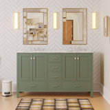 KitchenBathCollection Horizon 60" Double Bathroom Vanity with Carrara Marble Top
