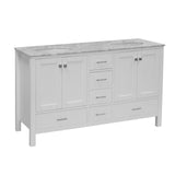 KitchenBathCollection Horizon 60" Double Bathroom Vanity with Carrara Marble Top