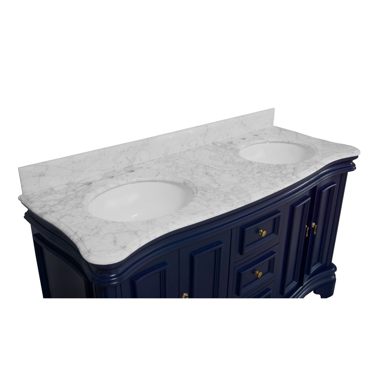KitchenBathCollection Katherine 60" Double Bathroom Vanity with Carrara Marble Top