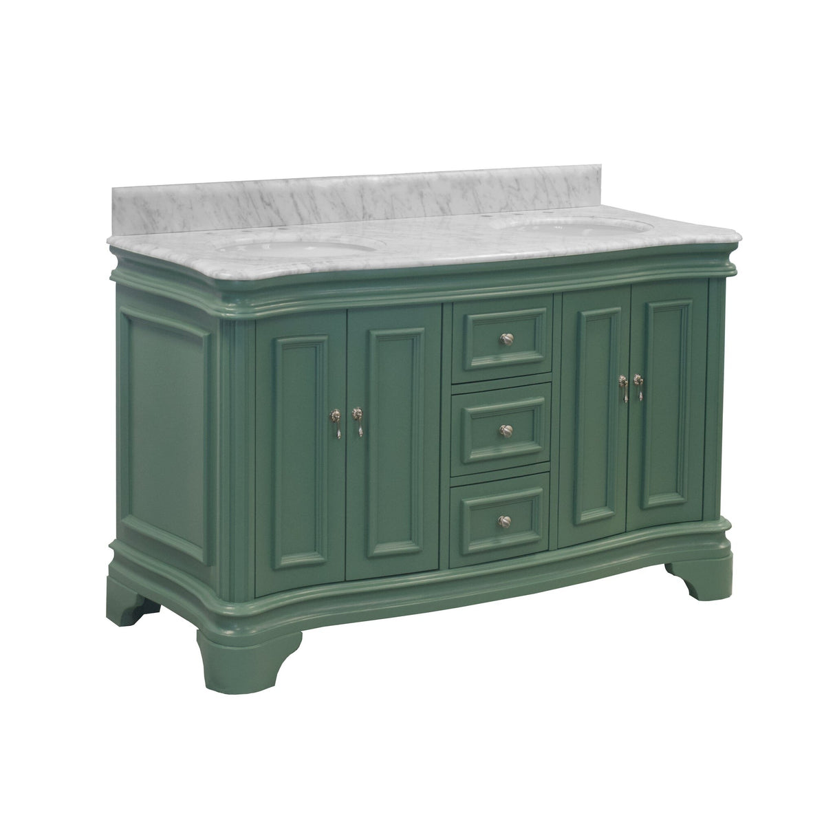 KitchenBathCollection Katherine 60" Double Bathroom Vanity with Carrara Marble Top