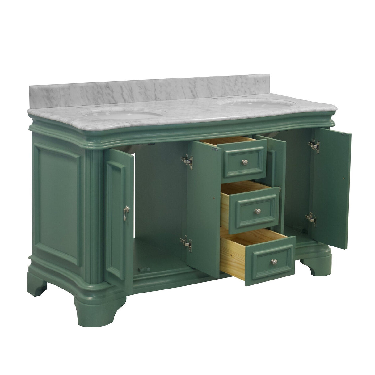 KitchenBathCollection Katherine 60" Double Bathroom Vanity with Carrara Marble Top