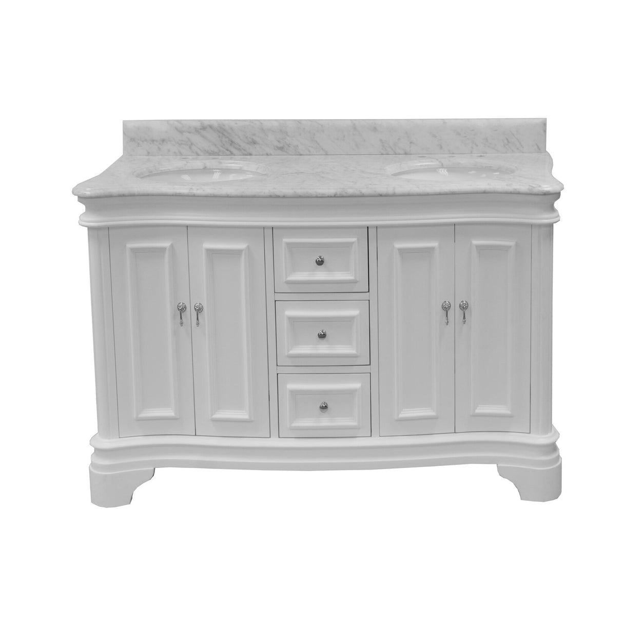 KitchenBathCollection Katherine 60" Double Bathroom Vanity with Carrara Marble Top