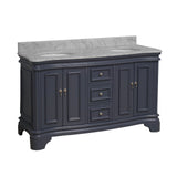 KitchenBathCollection Katherine 60" Double Bathroom Vanity with Carrara Marble Top