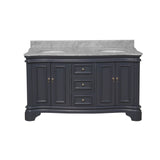 KitchenBathCollection Katherine 60" Double Bathroom Vanity with Carrara Marble Top