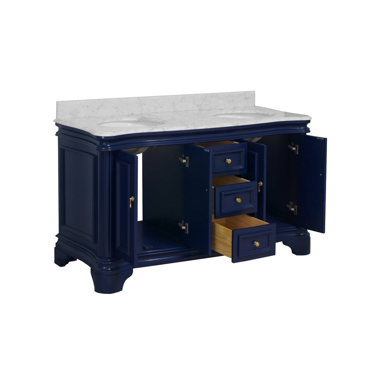 KitchenBathCollection Katherine 60" Double Bathroom Vanity with Carrara Marble Top
