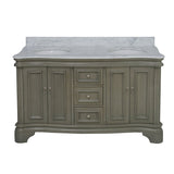 KitchenBathCollection Katherine 60" Double Bathroom Vanity with Carrara Marble Top