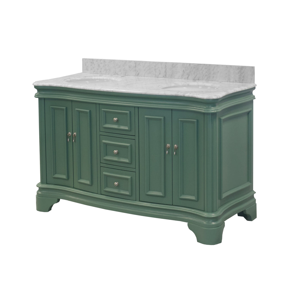 KitchenBathCollection Katherine 60" Double Bathroom Vanity with Carrara Marble Top
