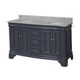 KitchenBathCollection Katherine 60" Double Bathroom Vanity with Carrara Marble Top
