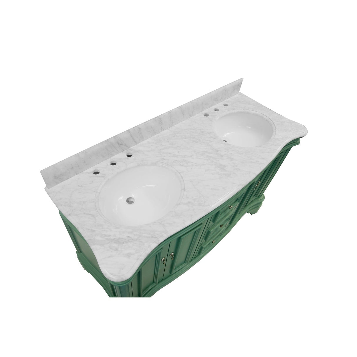 KitchenBathCollection Katherine 60" Double Bathroom Vanity with Carrara Marble Top