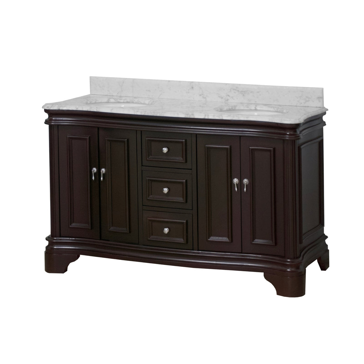 KitchenBathCollection Katherine 60" Double Bathroom Vanity with Carrara Marble Top