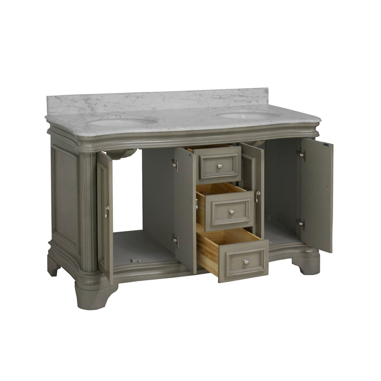 KitchenBathCollection Katherine 60" Double Bathroom Vanity with Carrara Marble Top