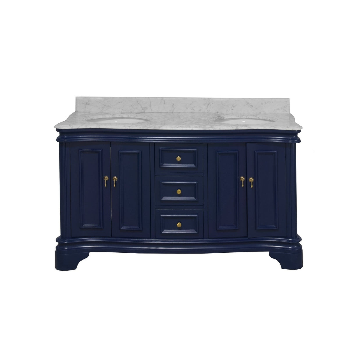 KitchenBathCollection Katherine 60" Double Bathroom Vanity with Carrara Marble Top