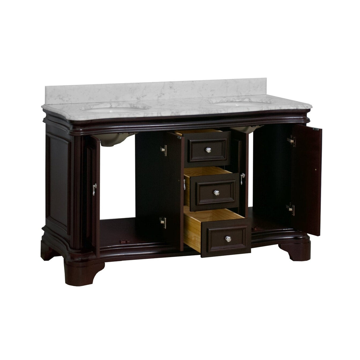 KitchenBathCollection Katherine 60" Double Bathroom Vanity with Carrara Marble Top