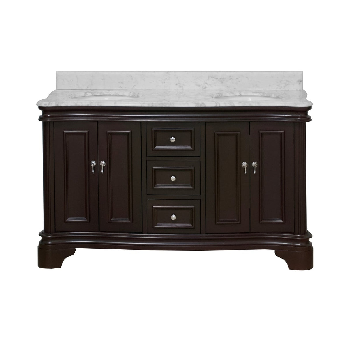 KitchenBathCollection Katherine 60" Double Bathroom Vanity with Carrara Marble Top