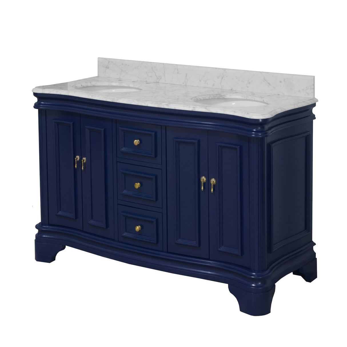 KitchenBathCollection Katherine 60" Double Bathroom Vanity with Carrara Marble Top