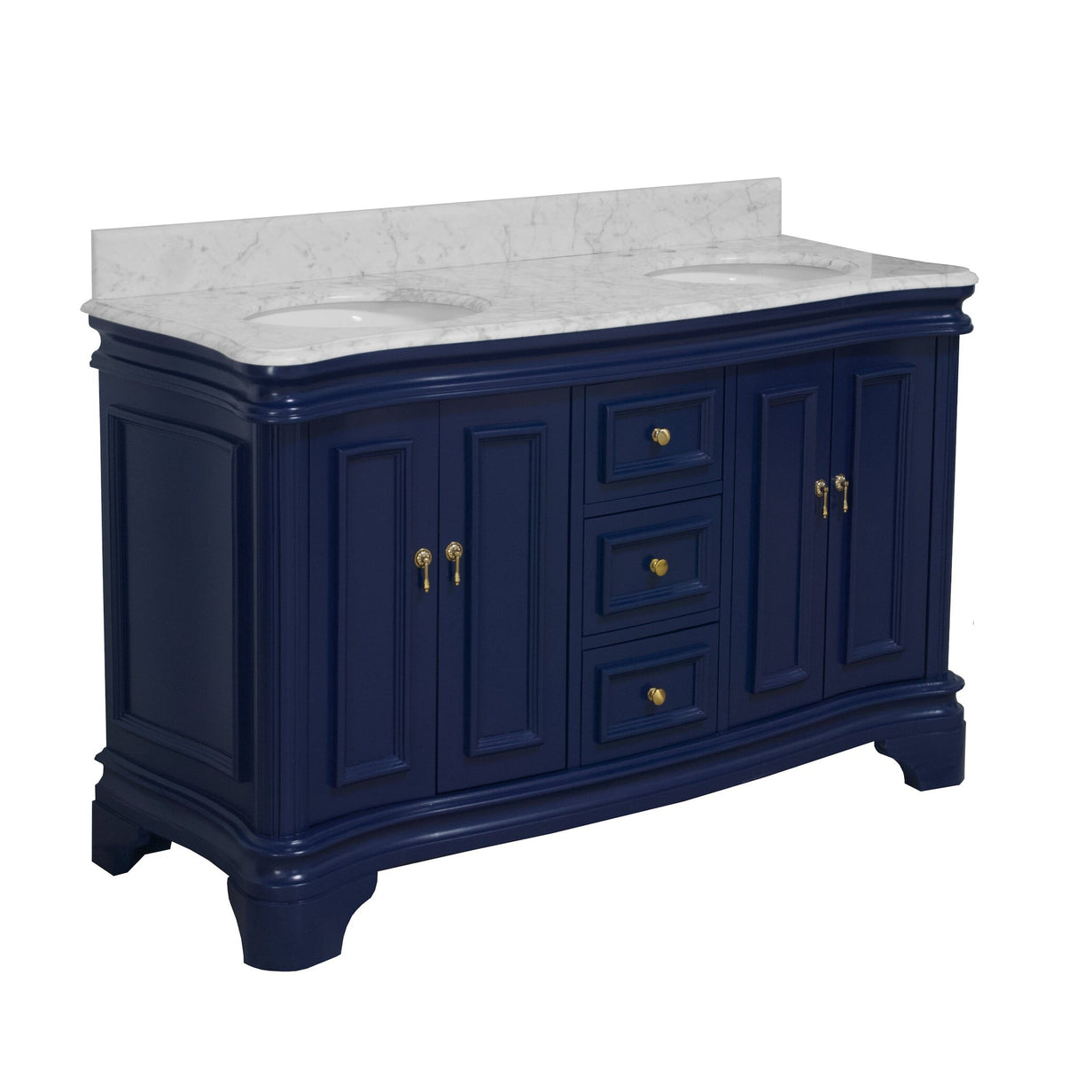 KitchenBathCollection Katherine 60" Double Bathroom Vanity with Carrara Marble Top