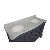 KitchenBathCollection Katherine 60" Double Bathroom Vanity with Carrara Marble Top
