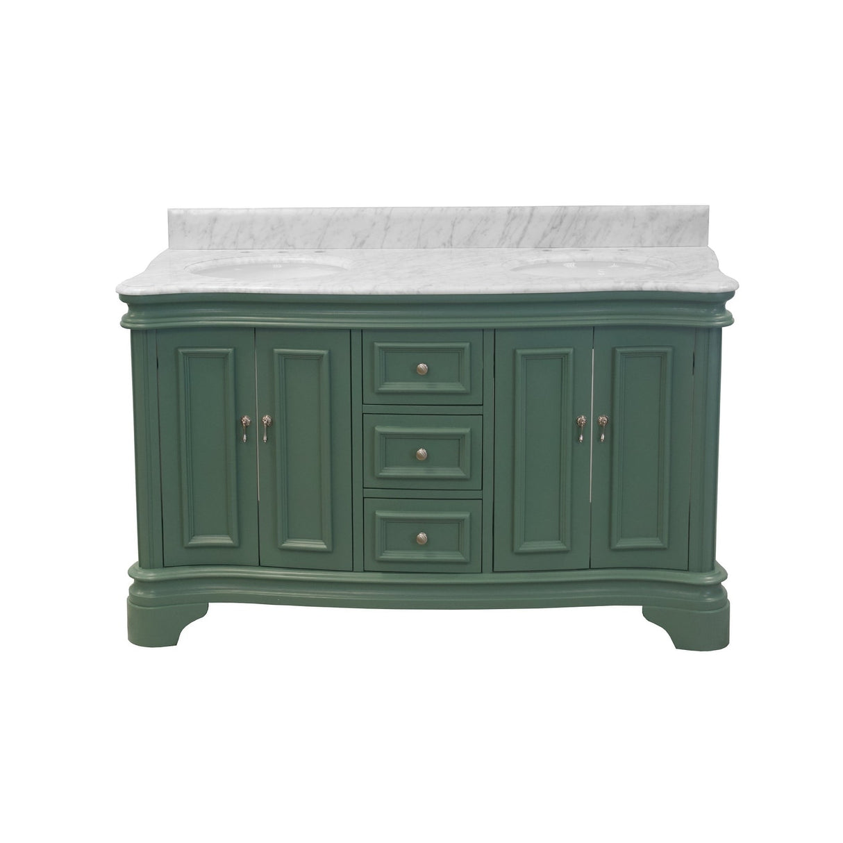 KitchenBathCollection Katherine 60" Double Bathroom Vanity with Carrara Marble Top