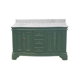 KitchenBathCollection Katherine 60" Double Bathroom Vanity with Carrara Marble Top