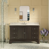 KitchenBathCollection Katherine 60" Single Bathroom Vanity with Carrara Marble Top