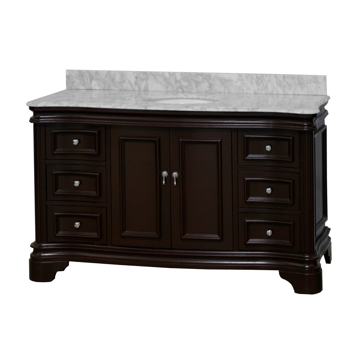 KitchenBathCollection Katherine 60" Single Bathroom Vanity with Carrara Marble Top