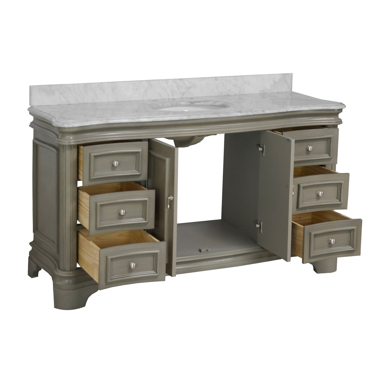 KitchenBathCollection Katherine 60" Single Bathroom Vanity with Carrara Marble Top