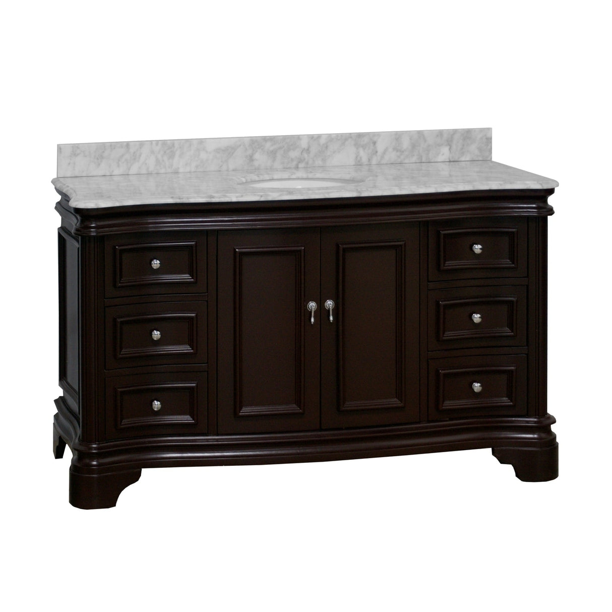 KitchenBathCollection Katherine 60" Single Bathroom Vanity with Carrara Marble Top