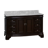 KitchenBathCollection Katherine 60" Single Bathroom Vanity with Carrara Marble Top