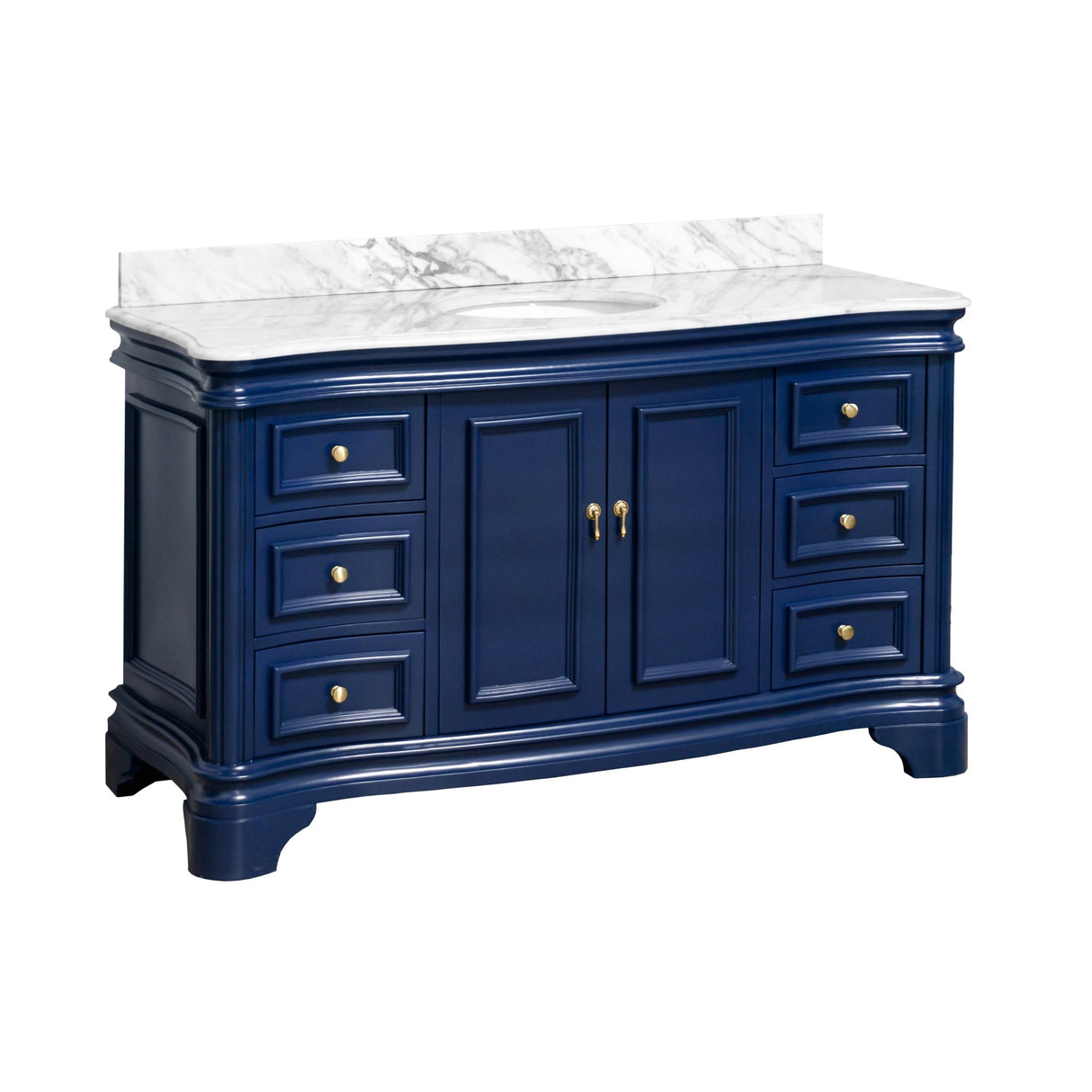 KitchenBathCollection Katherine 60" Single Bathroom Vanity with Carrara Marble Top