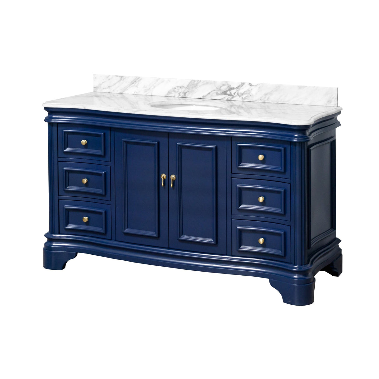 KitchenBathCollection Katherine 60" Single Bathroom Vanity with Carrara Marble Top