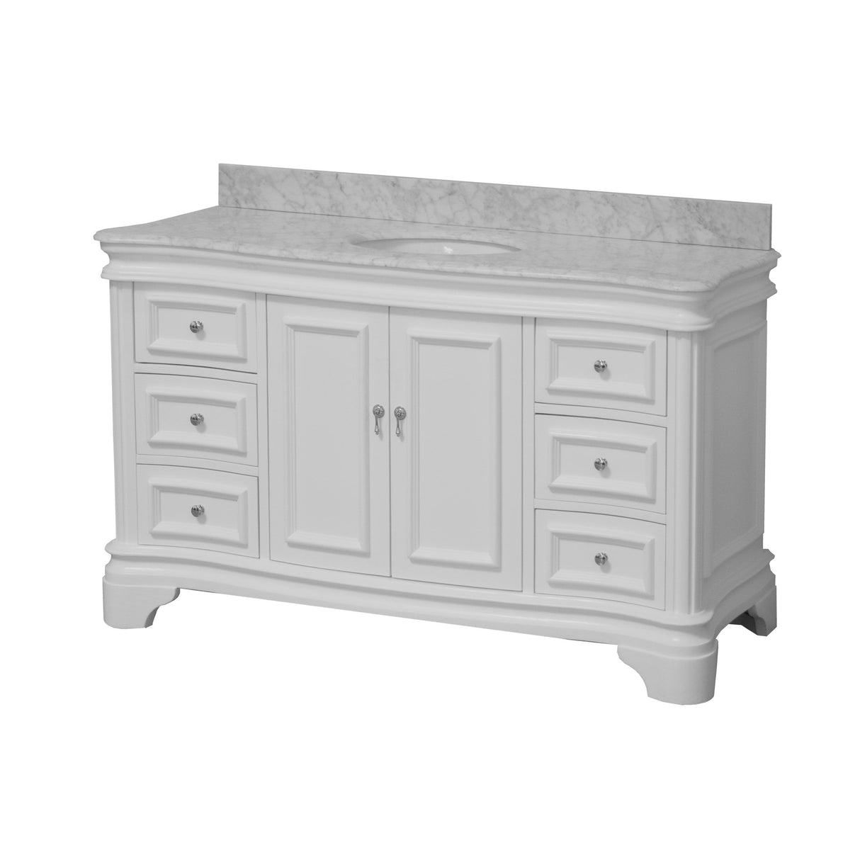 KitchenBathCollection Katherine 60" Single Bathroom Vanity with Carrara Marble Top