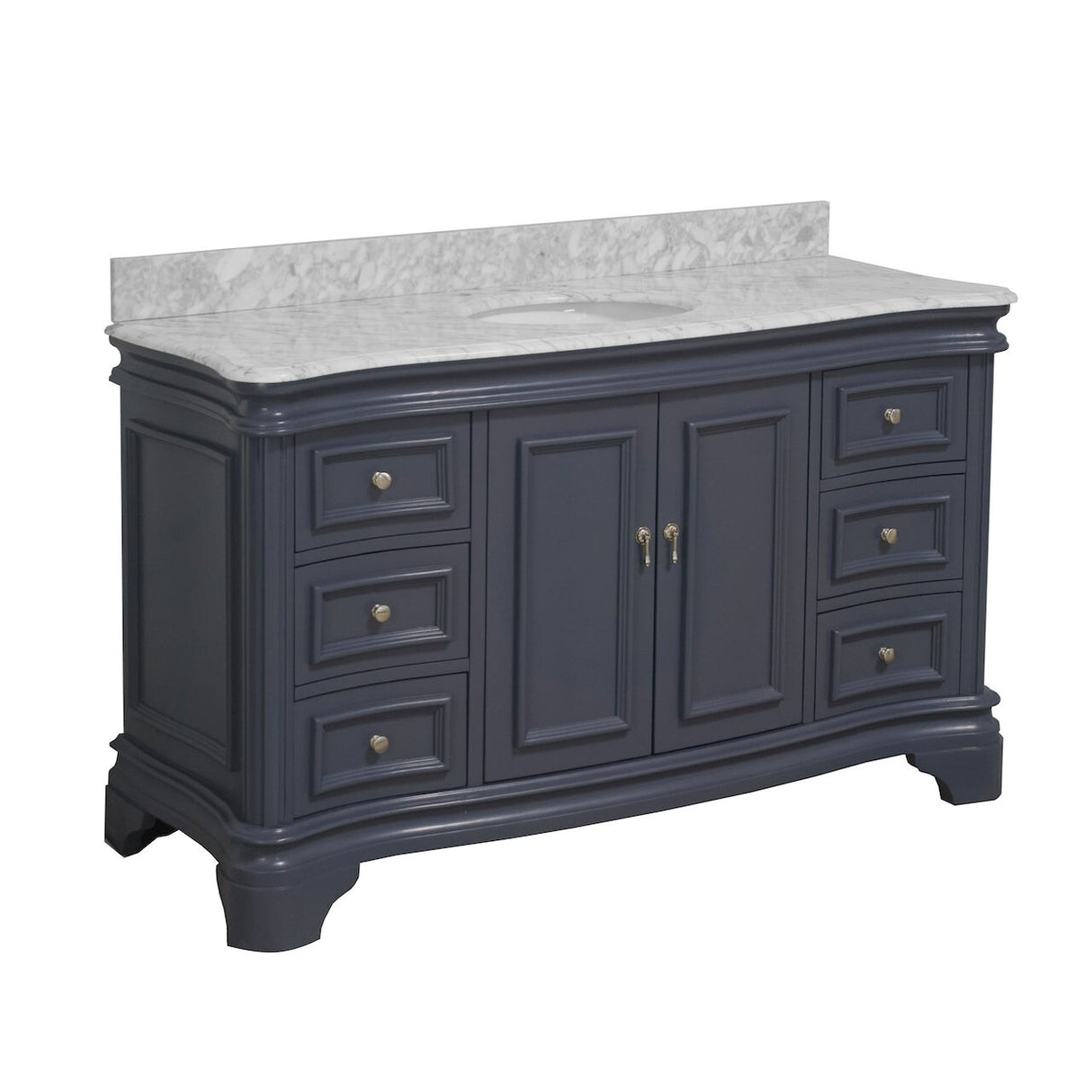 KitchenBathCollection Katherine 60" Single Bathroom Vanity with Carrara Marble Top