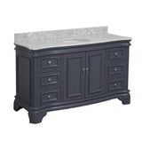 KitchenBathCollection Katherine 60" Single Bathroom Vanity with Carrara Marble Top