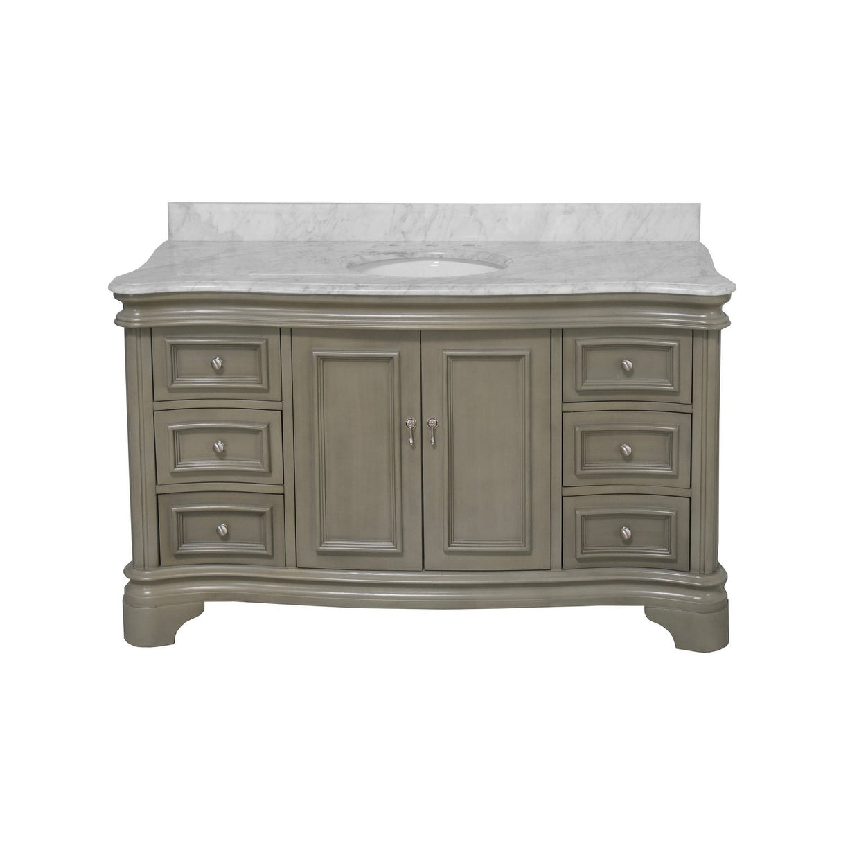 KitchenBathCollection Katherine 60" Single Bathroom Vanity with Carrara Marble Top