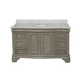 KitchenBathCollection Katherine 60" Single Bathroom Vanity with Carrara Marble Top